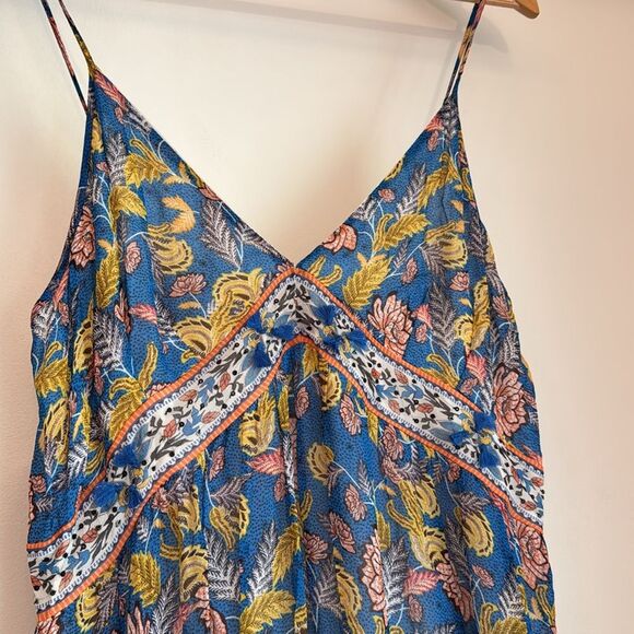 Anthropologie Verb by Pallavi Singhee Blue Floral Boho Tiered Midi Dress Size 12 - Picture 5 of 9